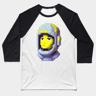 Pixelated Astronaut Head - Yellow Baseball T-Shirt